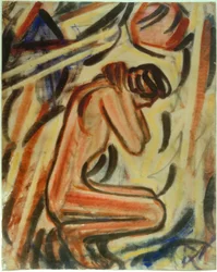 Knielende vrouwelijke figuur